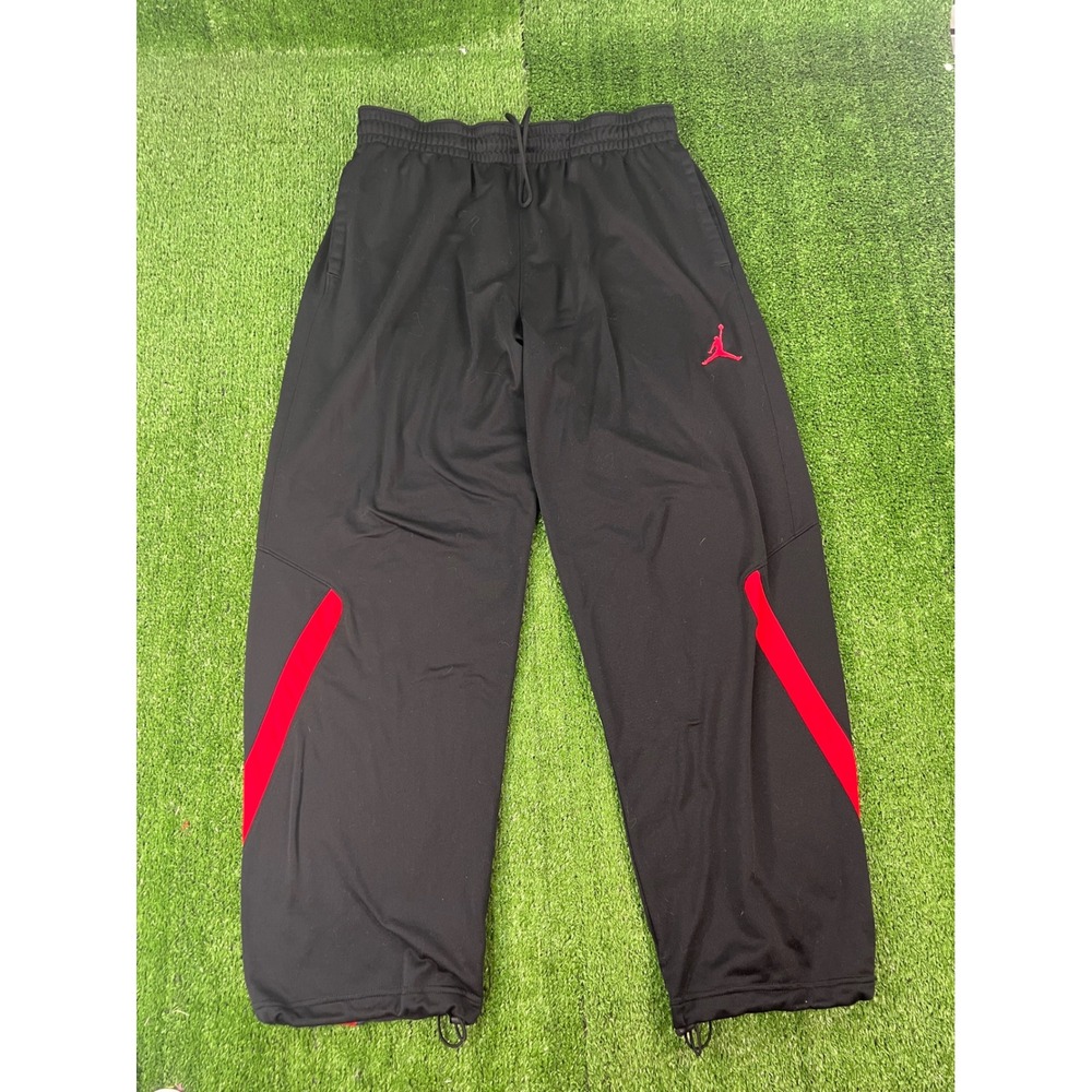 Jordan Mens Dri-FIT Track Pants Black Red Jumpman Loose Fit XL 589159-011
